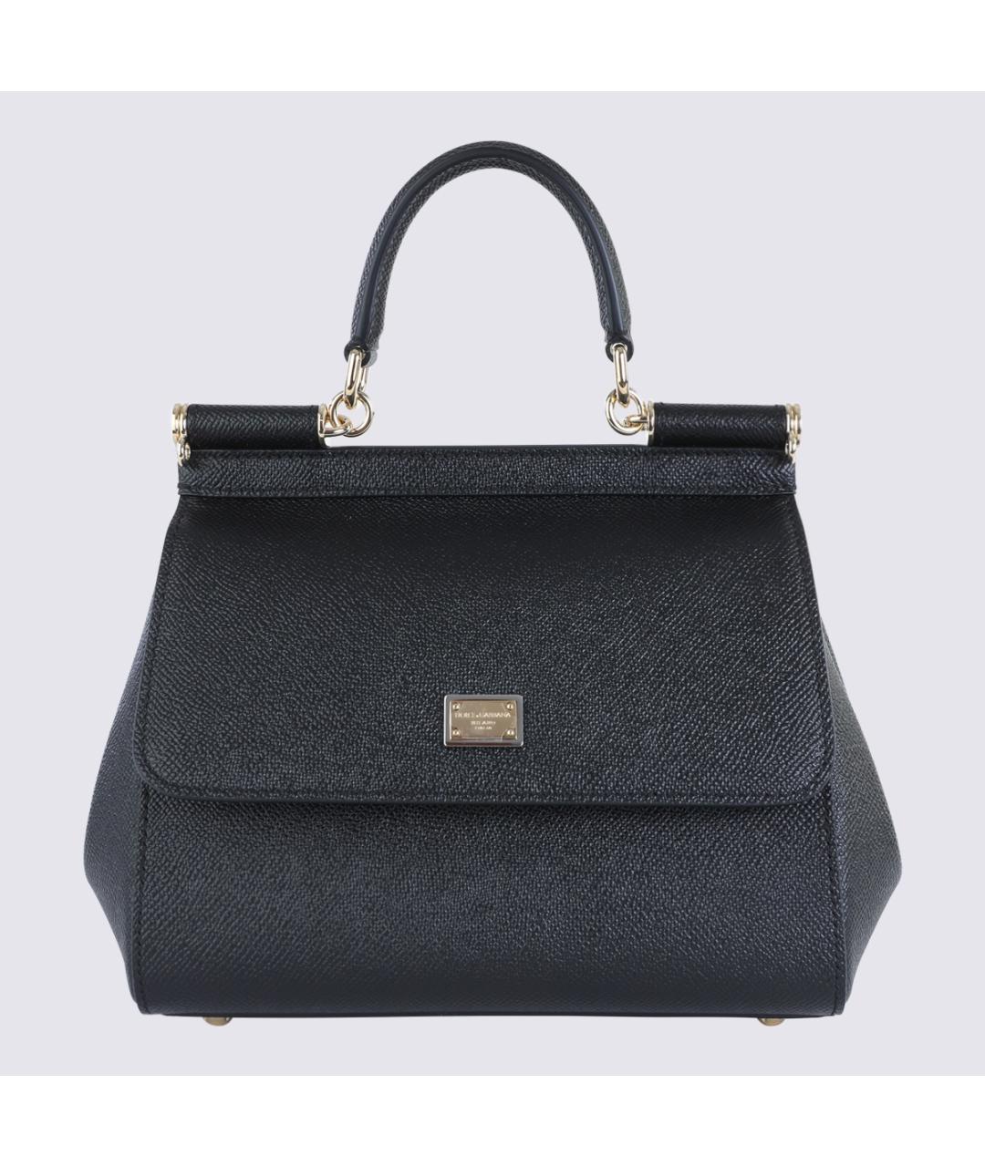 DOLCE&GABBANA Черная кожаная сумка тоут, фото 3