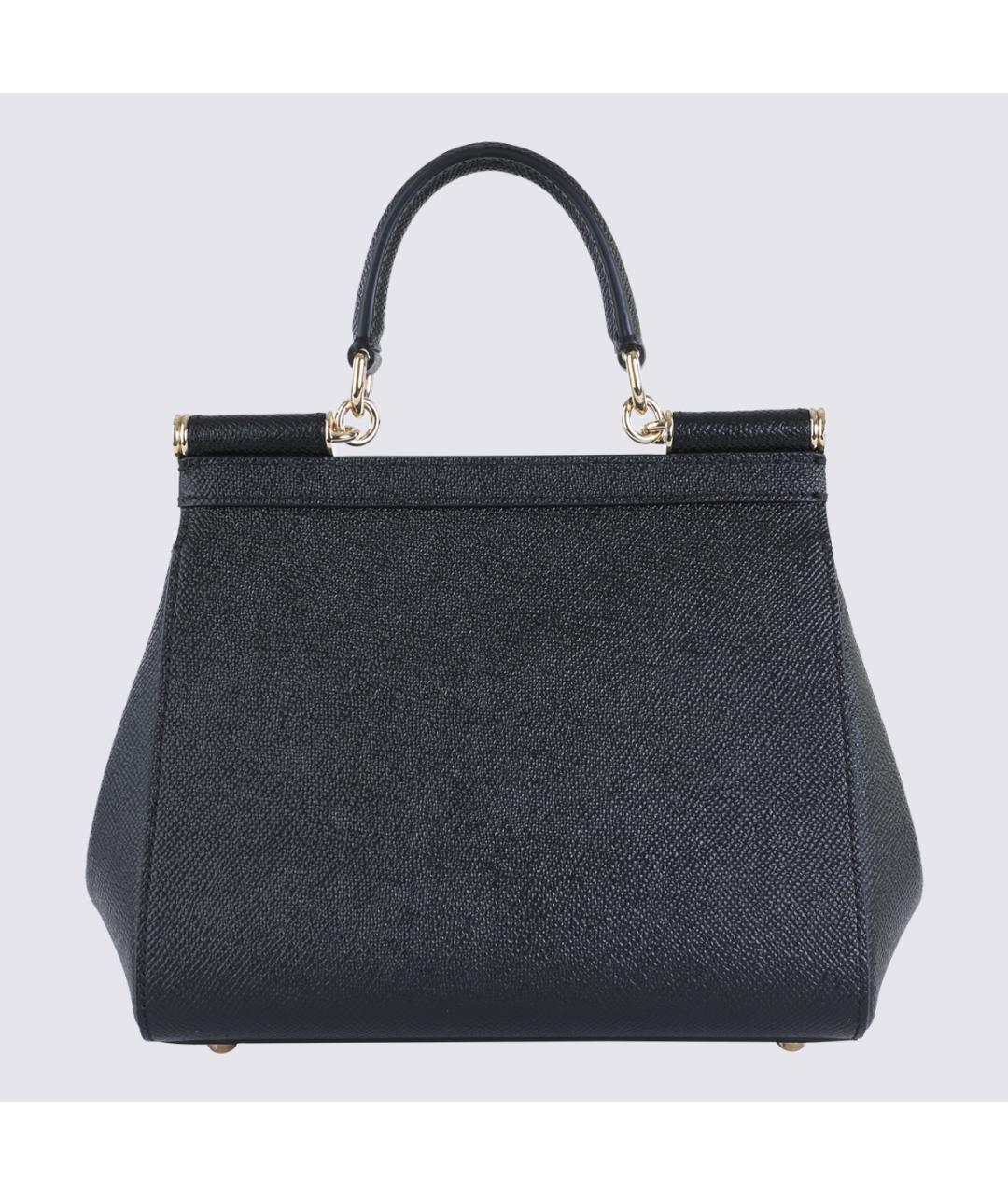 DOLCE&GABBANA Черная кожаная сумка тоут, фото 2