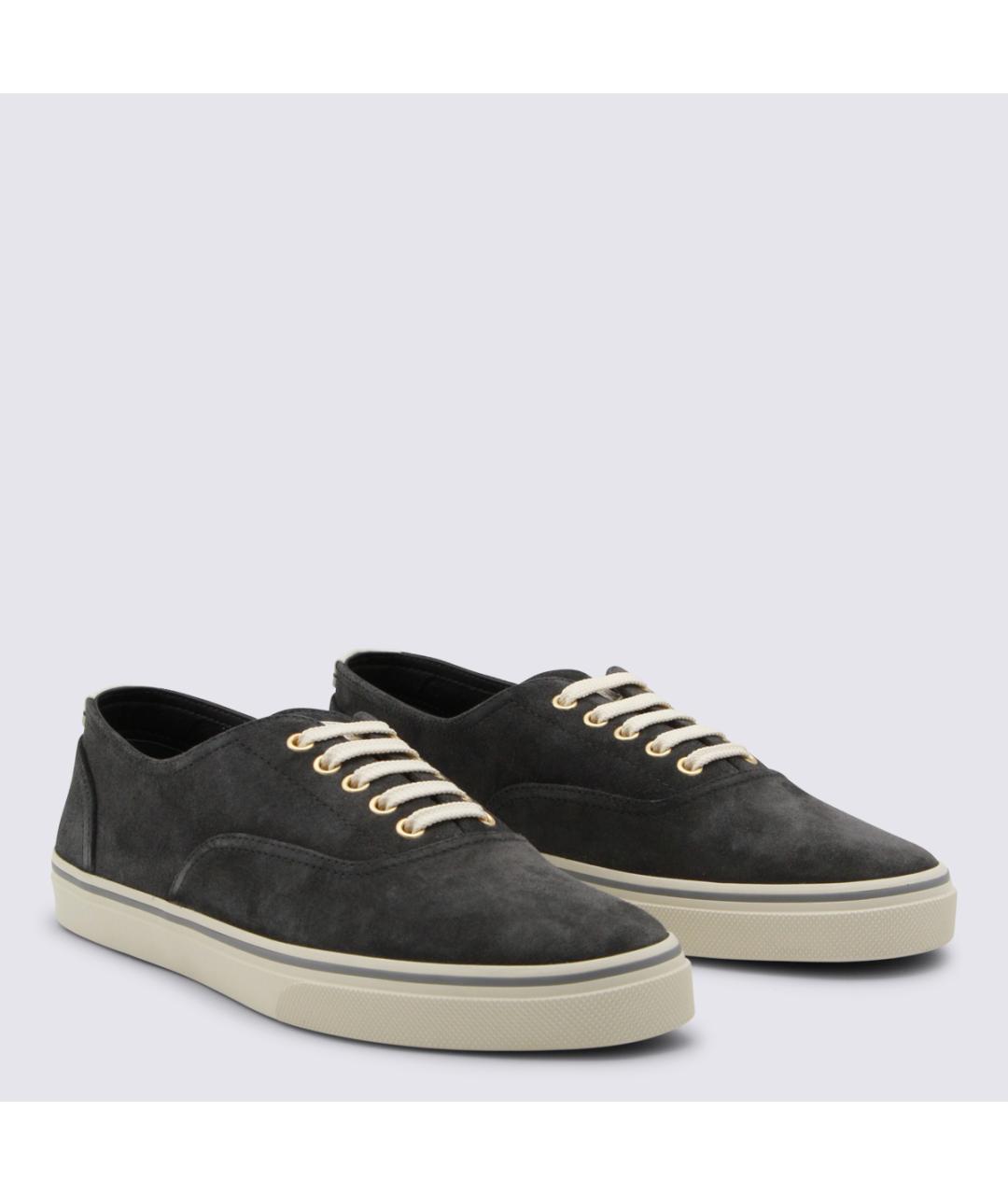 BRUNELLO CUCINELLI Черные замшевые низкие кроссовки / кеды, фото 2