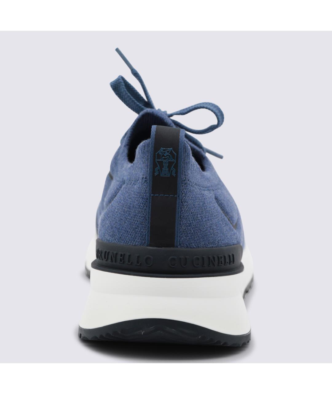 BRUNELLO CUCINELLI Синие текстильные низкие кроссовки / кеды, фото 4