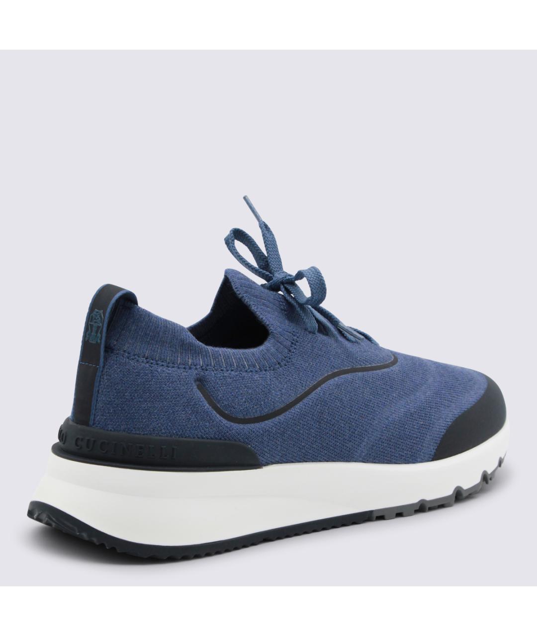 BRUNELLO CUCINELLI Синие текстильные низкие кроссовки / кеды, фото 3