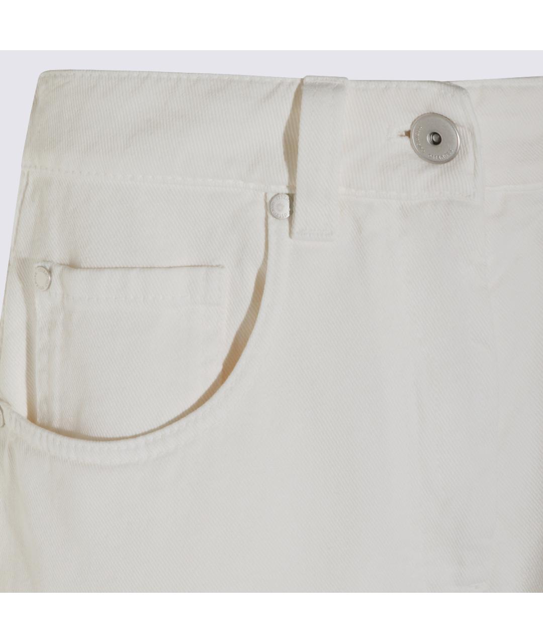 BRUNELLO CUCINELLI Белые хлопковые прямые брюки, фото 3
