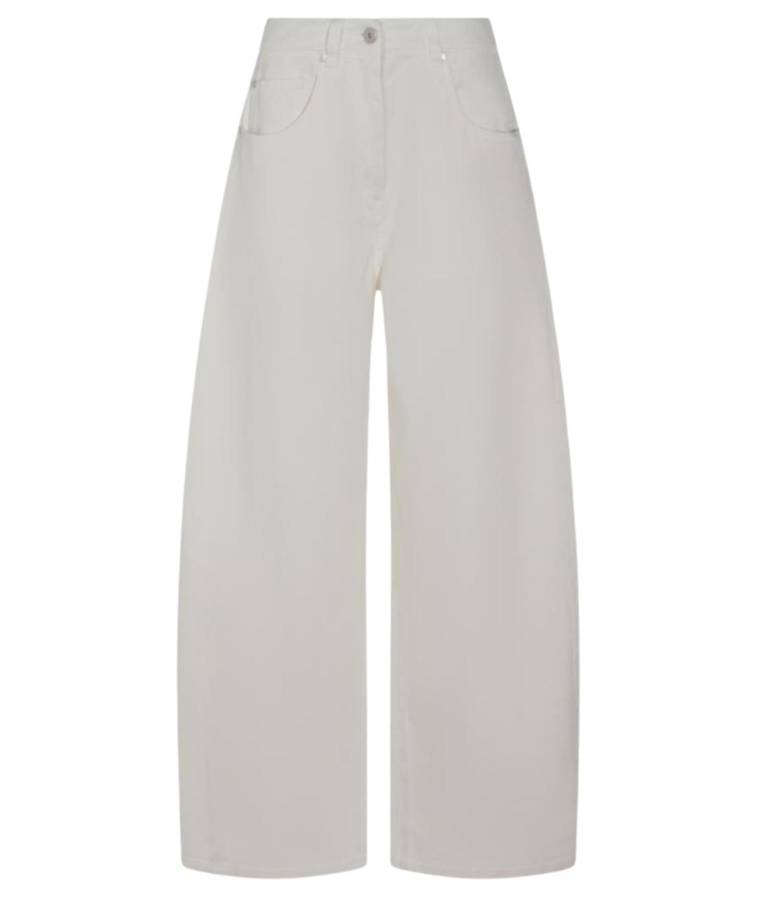 BRUNELLO CUCINELLI Белые хлопковые прямые брюки, фото 1