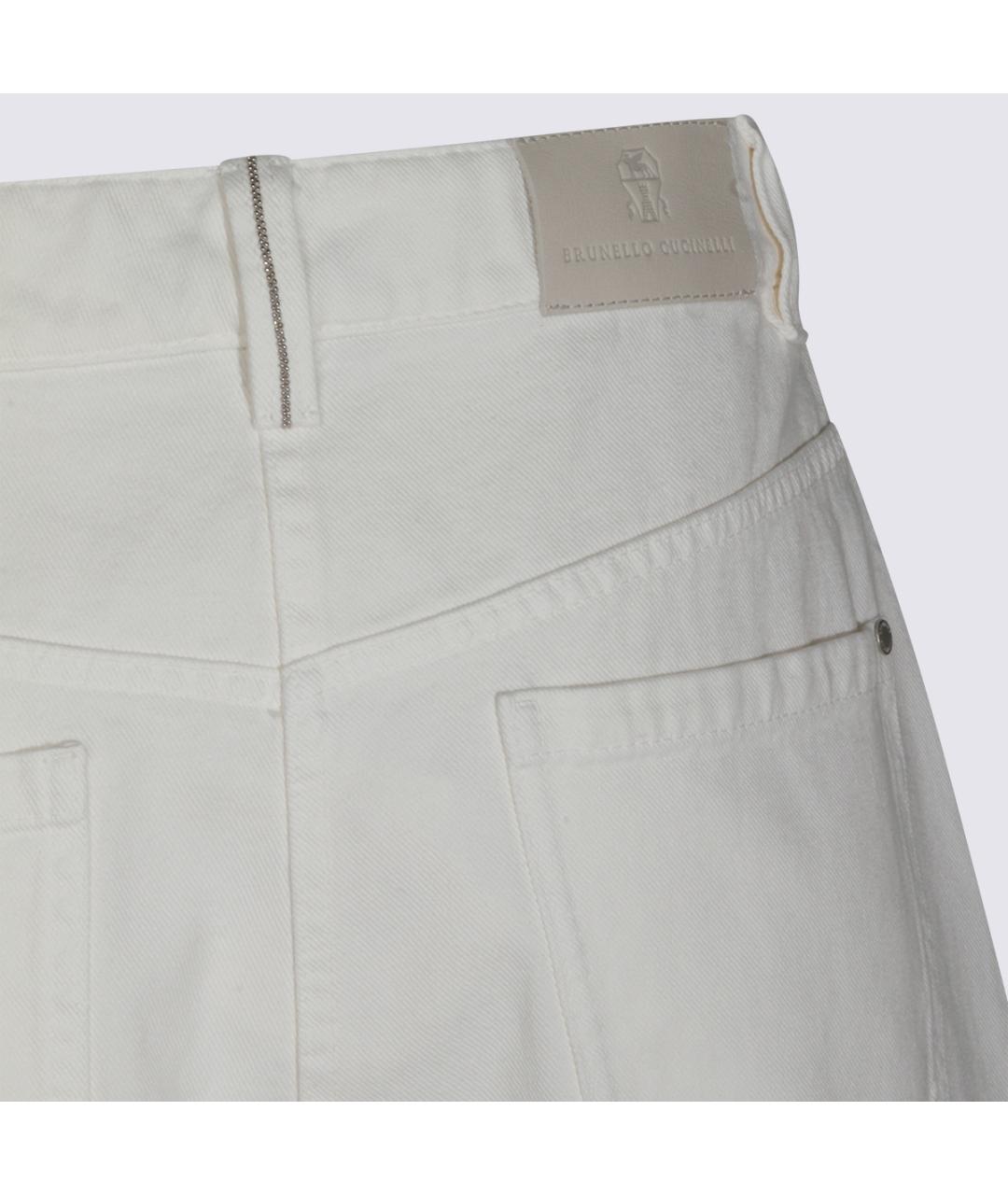 BRUNELLO CUCINELLI Белые хлопковые прямые брюки, фото 4