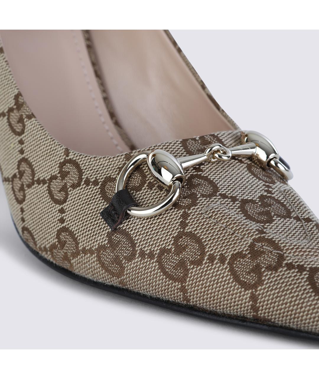 GUCCI Бежевые текстильные туфли, фото 4