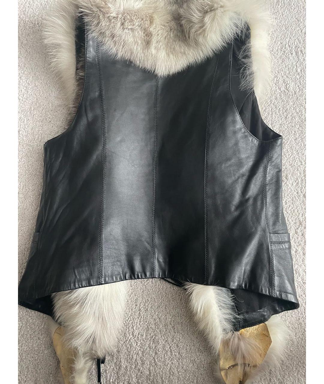 PHILIPP PLEIN Черный кожаный жилет, фото 2