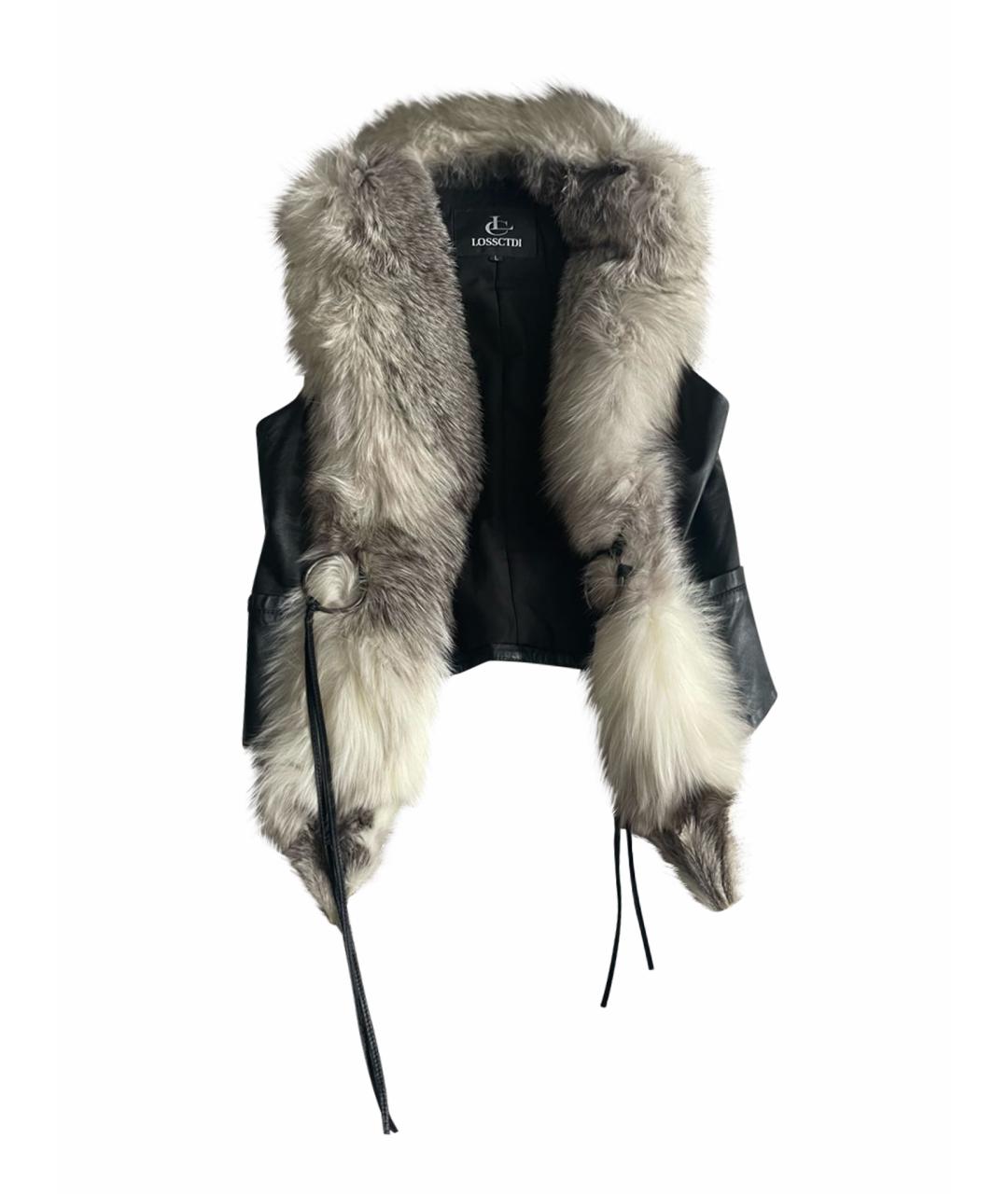 PHILIPP PLEIN Черный кожаный жилет, фото 1