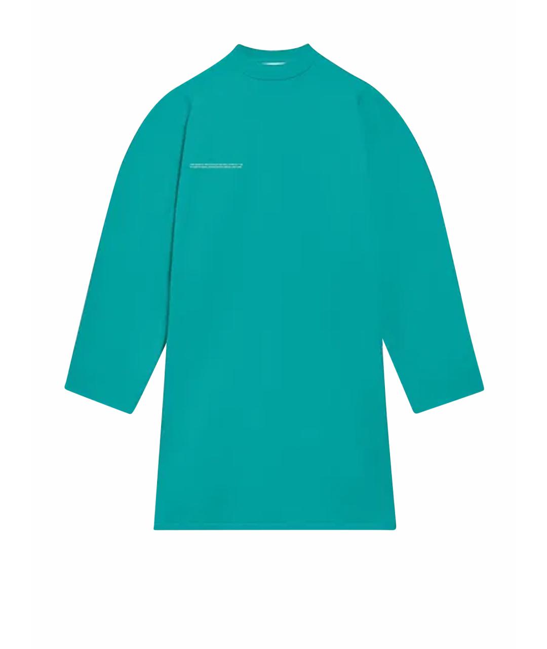 THE PANGAIA Бирюзовое хлопковое повседневное платье, фото 1