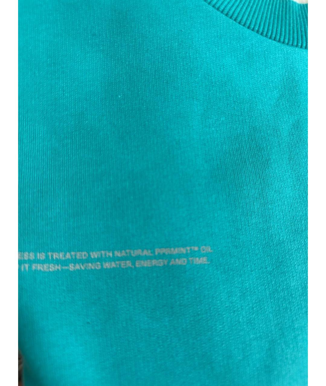 THE PANGAIA Бирюзовое хлопковое повседневное платье, фото 4