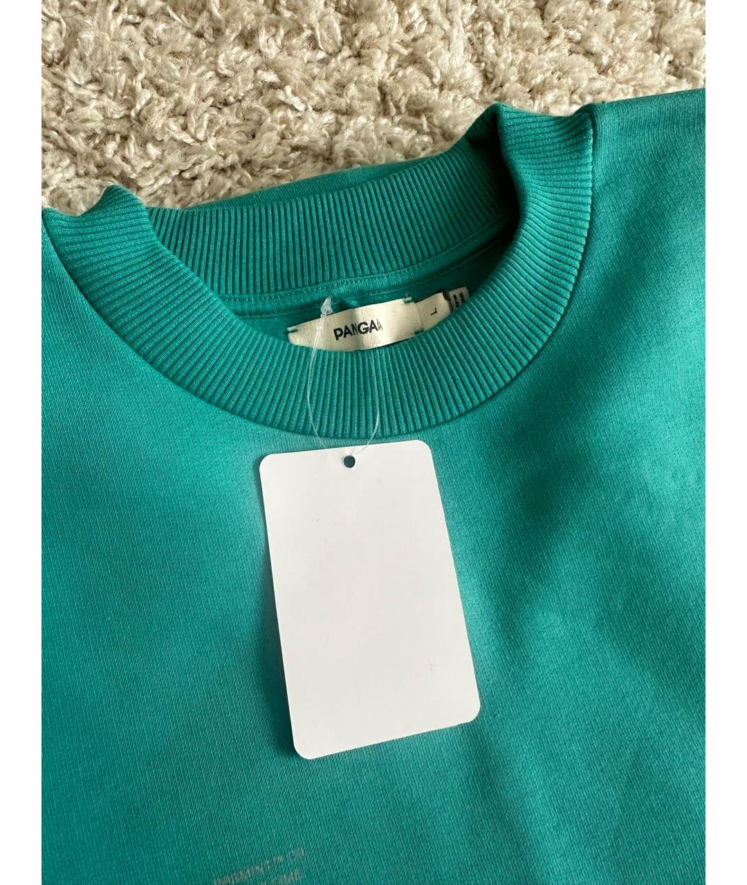 THE PANGAIA Бирюзовое хлопковое повседневное платье, фото 3