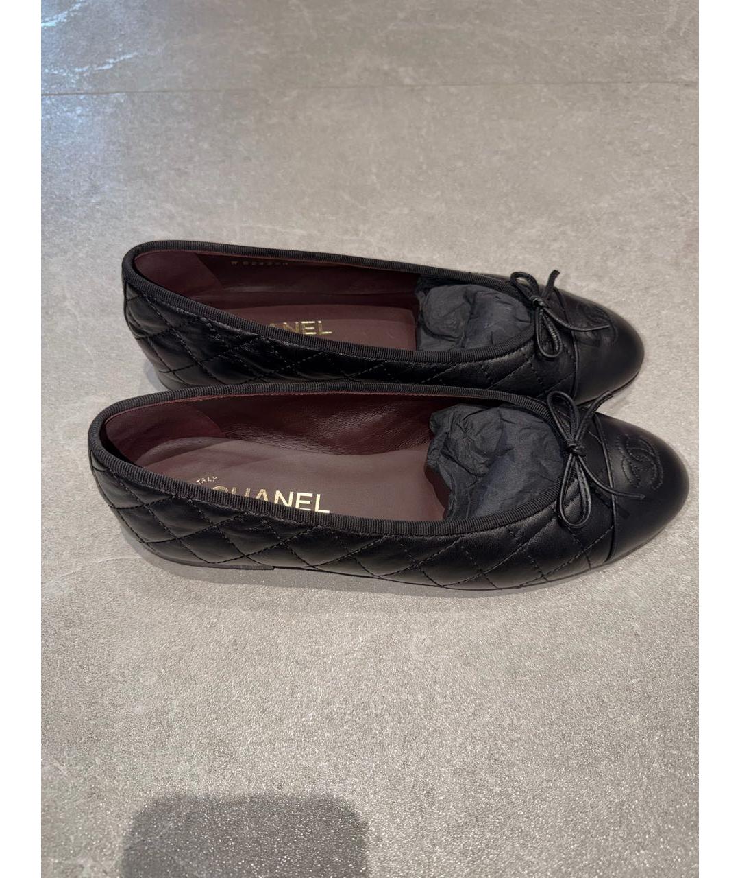 CHANEL Черные кожаные балетки, фото 5