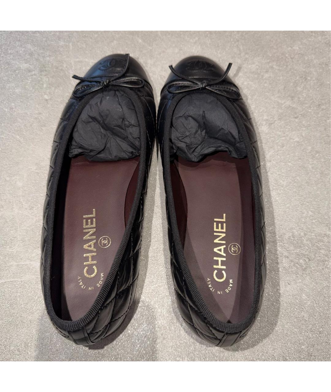 CHANEL Черные кожаные балетки, фото 3