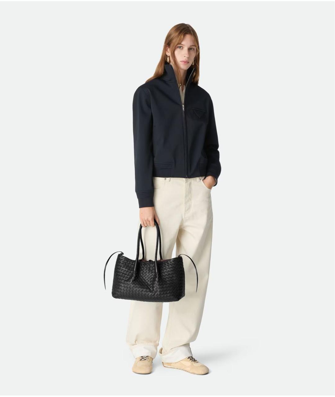 BOTTEGA VENETA Черная кожаная сумка тоут, фото 2