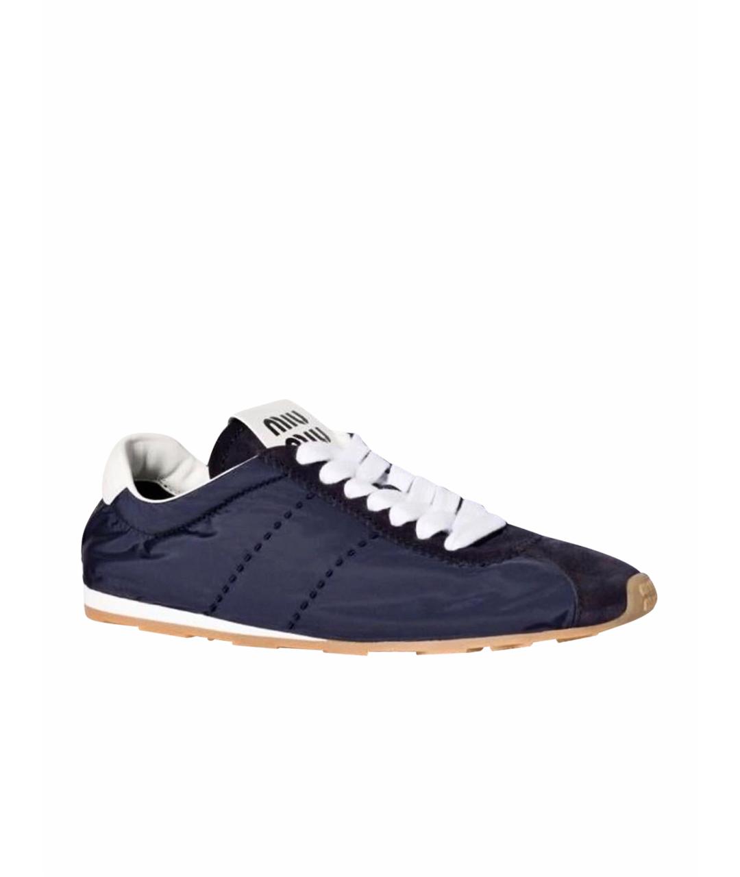 MIU MIU Темно-синие текстильные кеды, фото 1