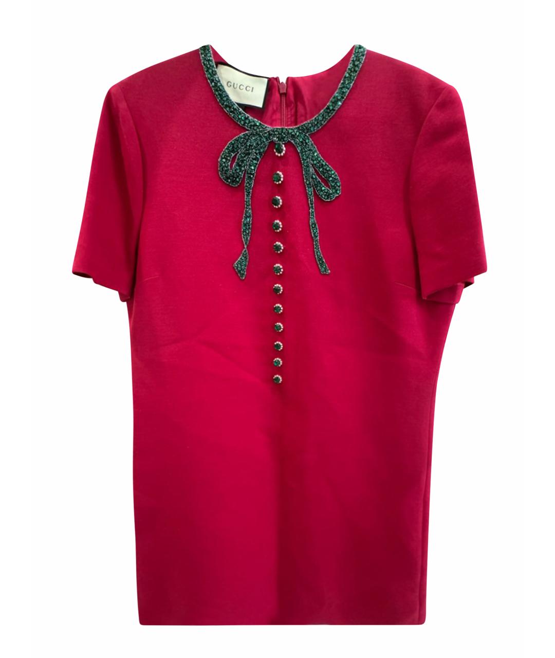 GUCCI Красное шелковое повседневное платье, фото 1