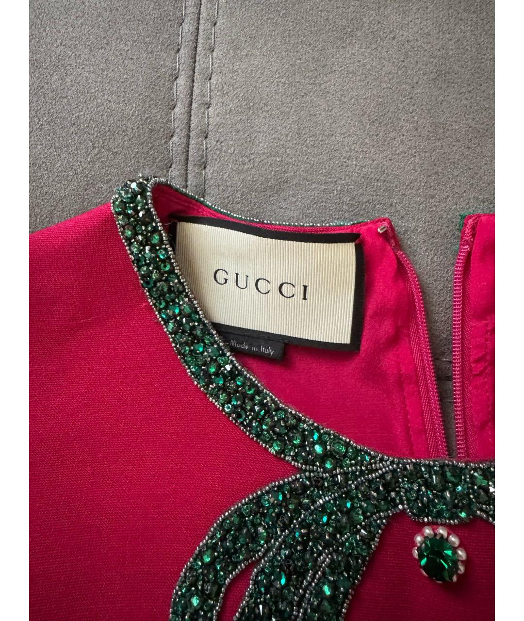 GUCCI Красное шелковое повседневное платье, фото 7