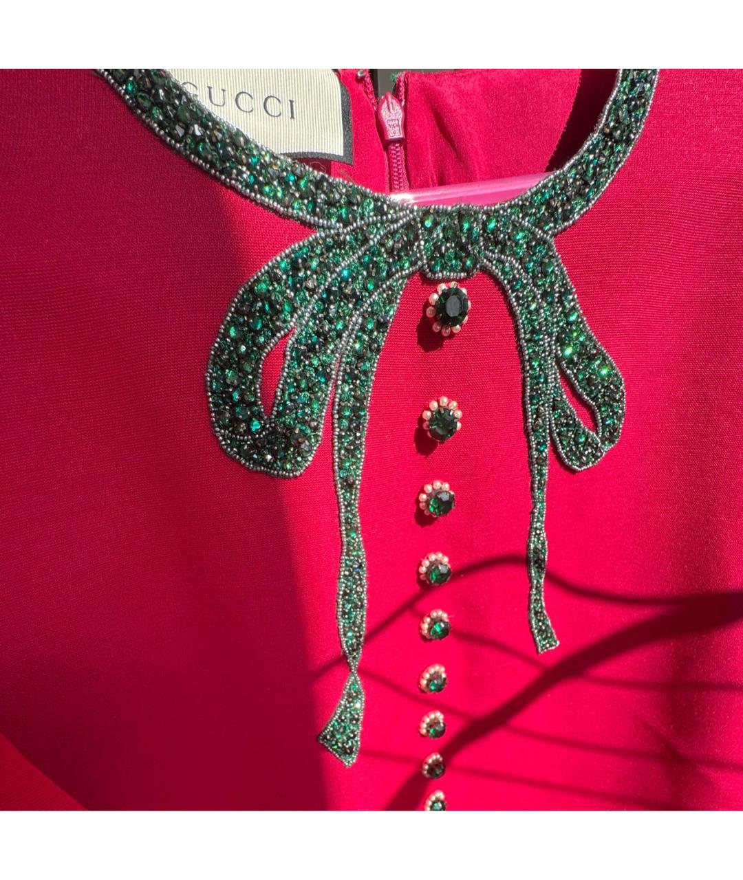 GUCCI Красное шелковое повседневное платье, фото 3