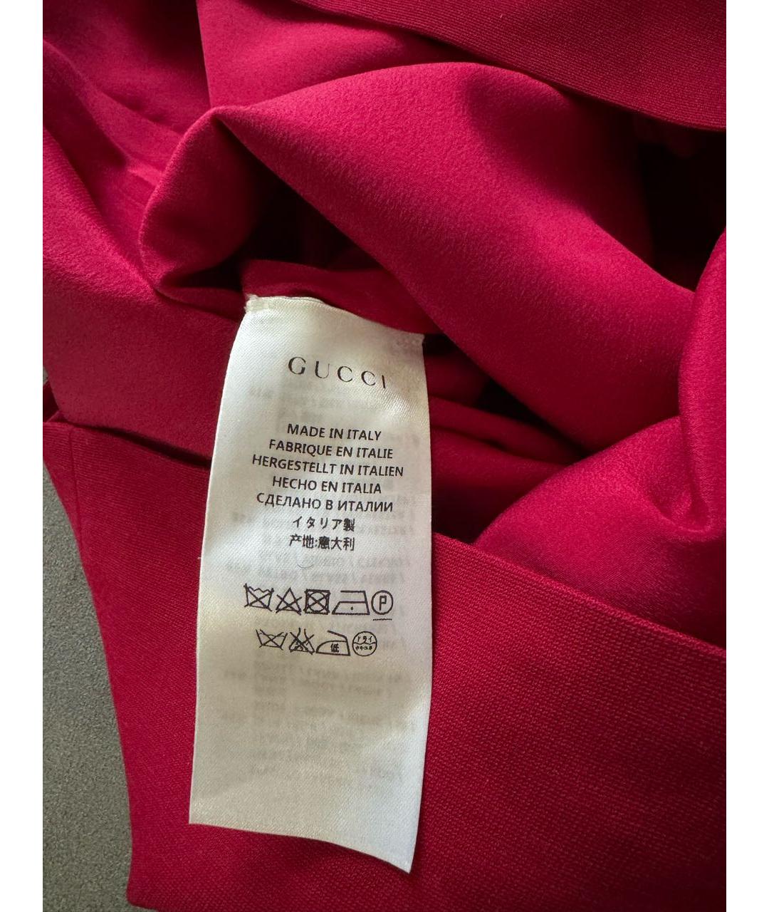 GUCCI Красное шелковое повседневное платье, фото 5