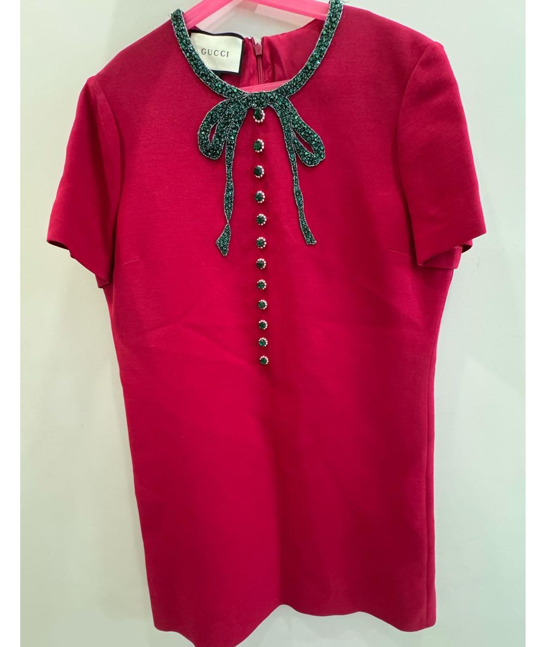 GUCCI Красное шелковое повседневное платье, фото 8