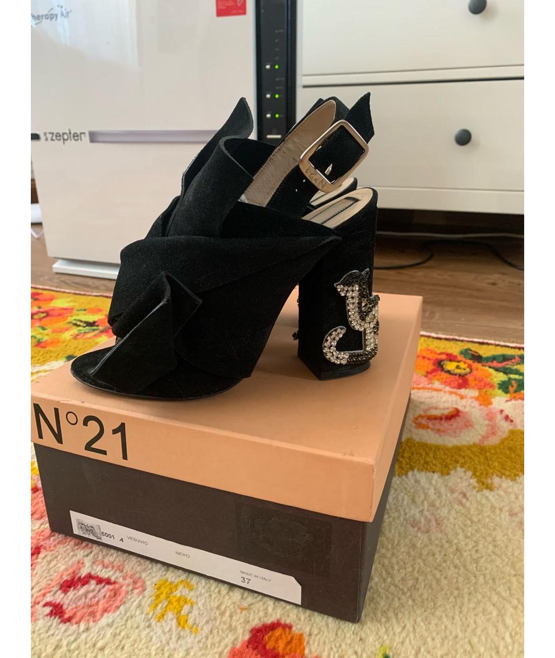 NO. 21 Черные замшевые босоножки, фото 6