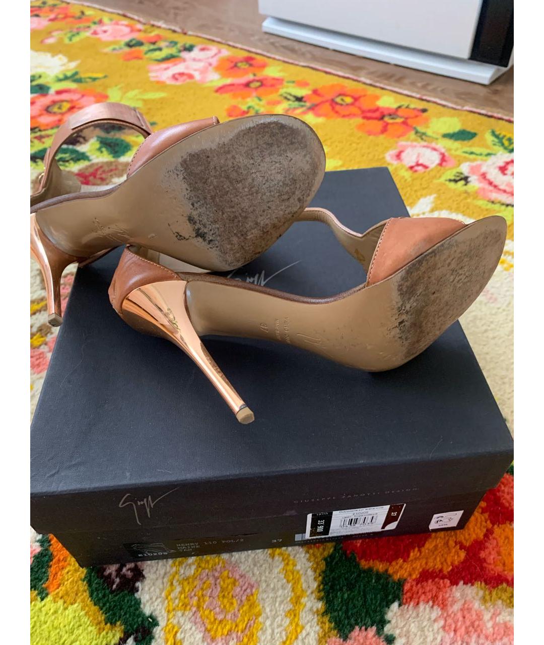 GIUSEPPE ZANOTTI DESIGN Бежевые кожаные босоножки, фото 5