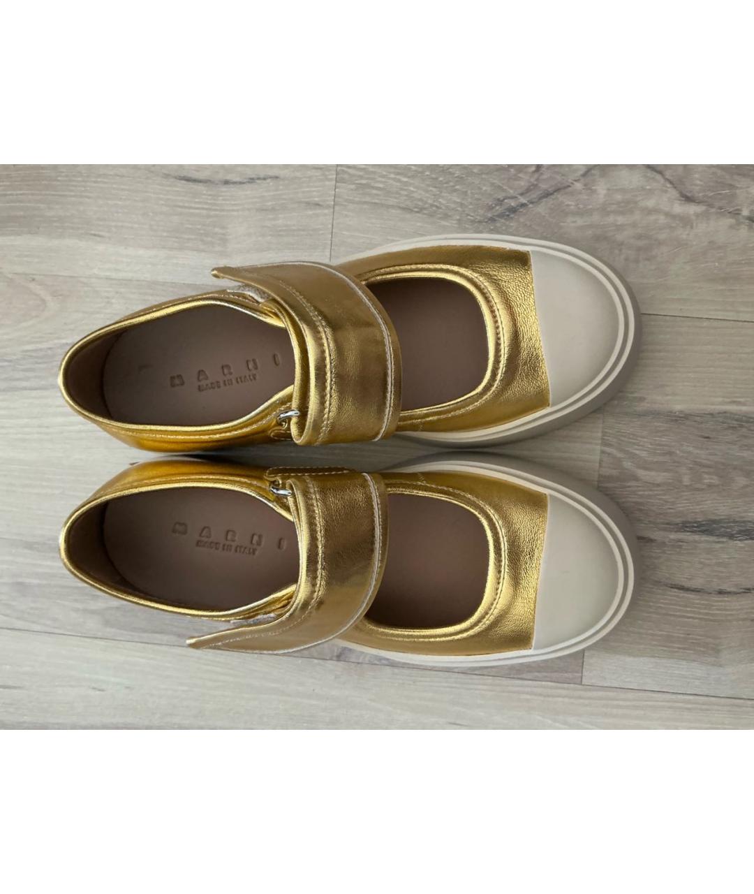 MARNI Золотые кожаные туфли, фото 2