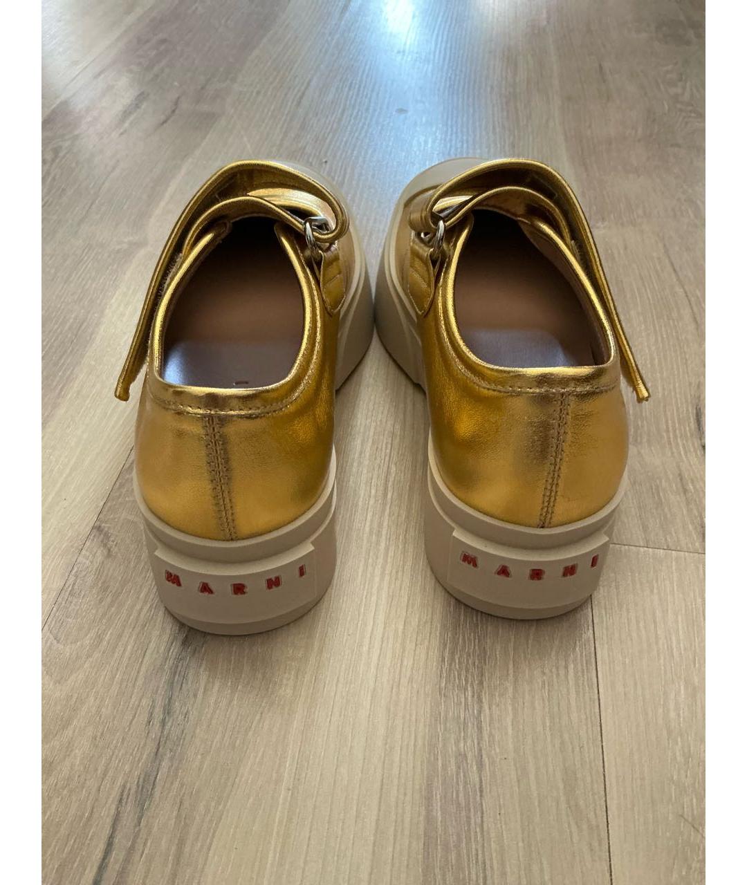 MARNI Золотые кожаные туфли, фото 4