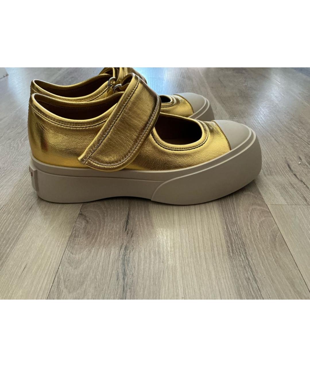 MARNI Золотые кожаные туфли, фото 8