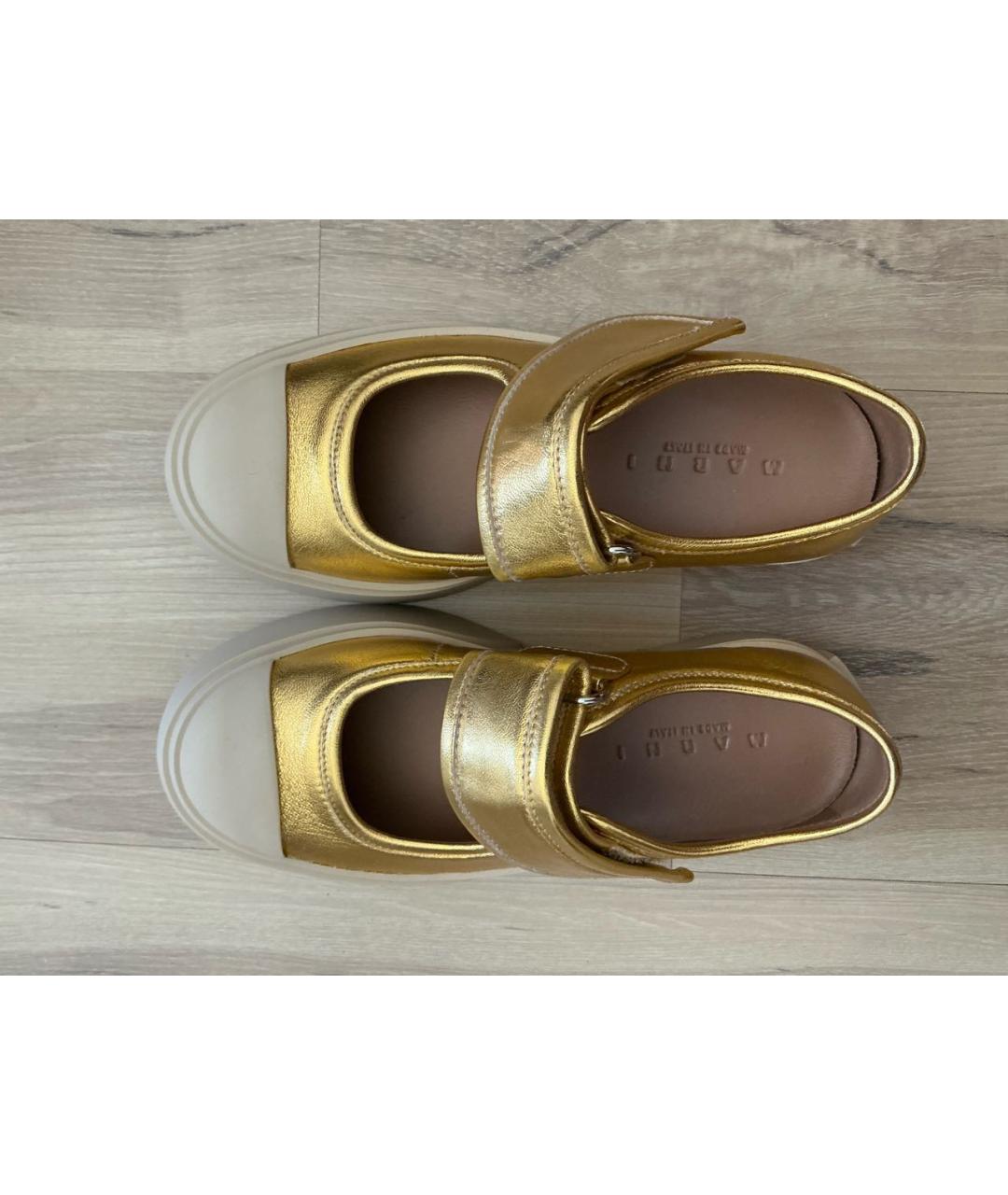 MARNI Золотые кожаные туфли, фото 3