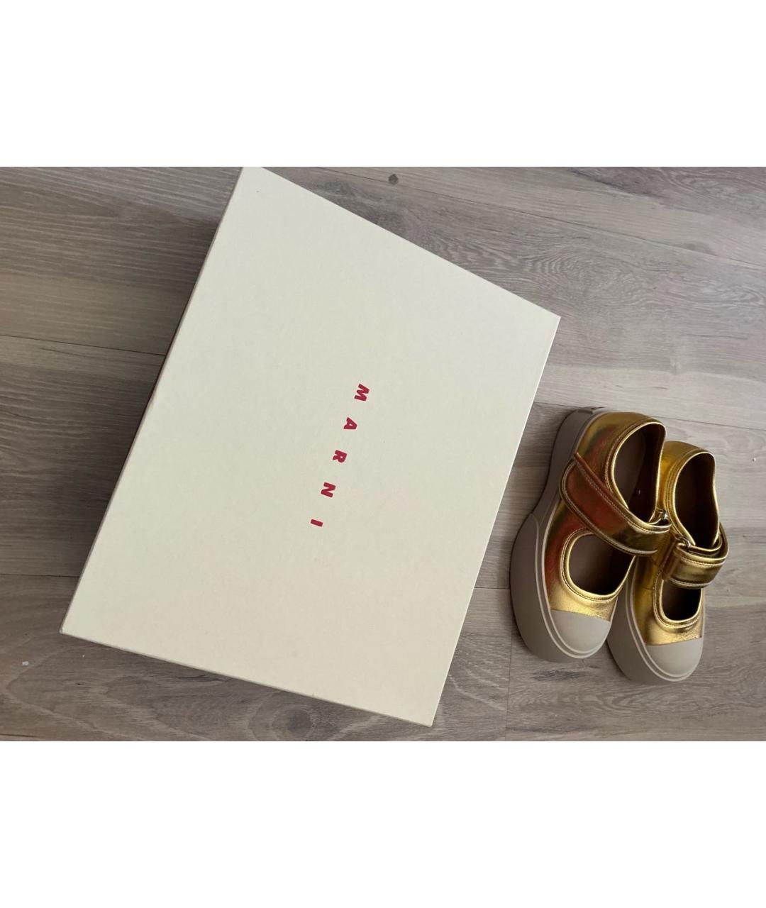 MARNI Золотые кожаные туфли, фото 7