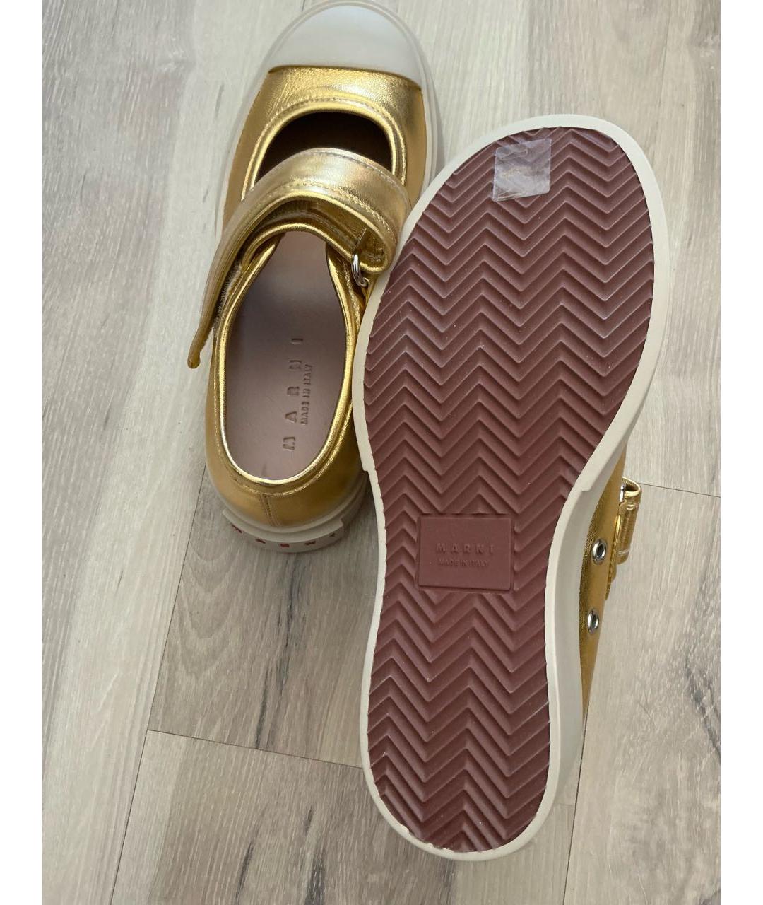 MARNI Золотые кожаные туфли, фото 5