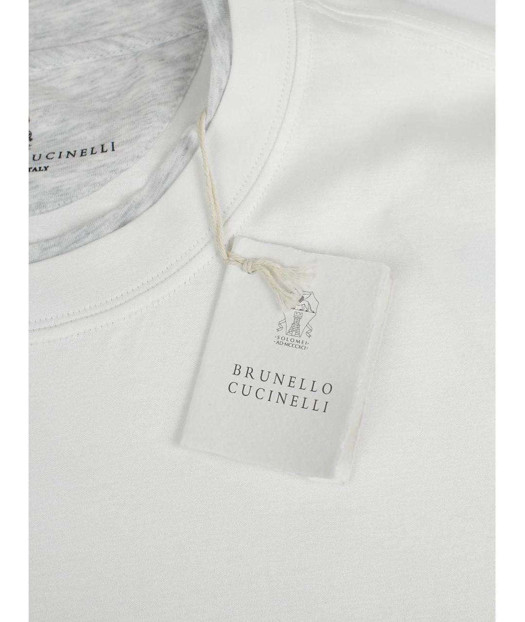 BRUNELLO CUCINELLI Белая хлопковая футболка, фото 4