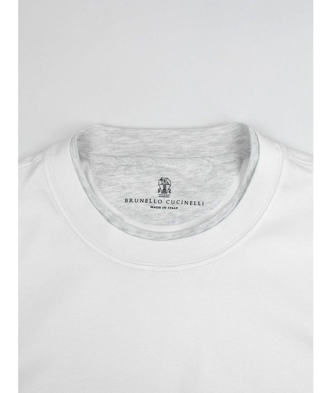 BRUNELLO CUCINELLI Белая хлопковая футболка, фото 3