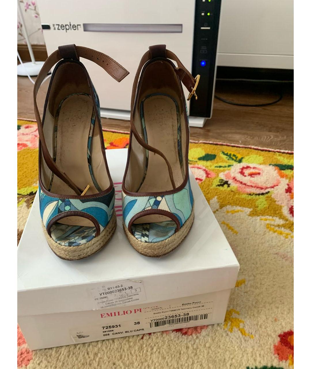 EMILIO PUCCI Бирюзовые текстильные эспадрильи, фото 2