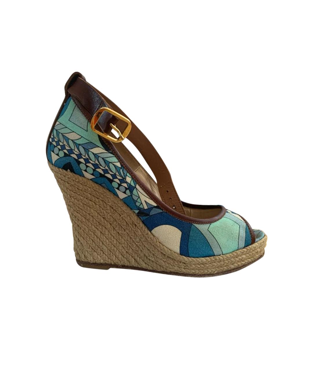 EMILIO PUCCI Бирюзовые текстильные эспадрильи, фото 1