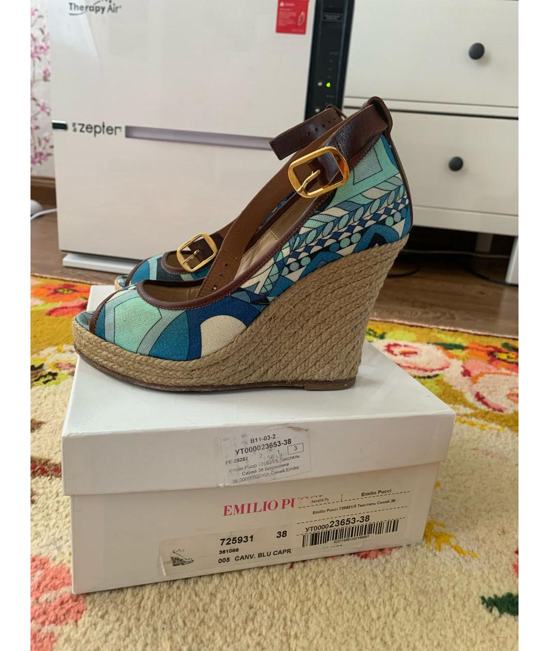 EMILIO PUCCI Бирюзовые текстильные эспадрильи, фото 5