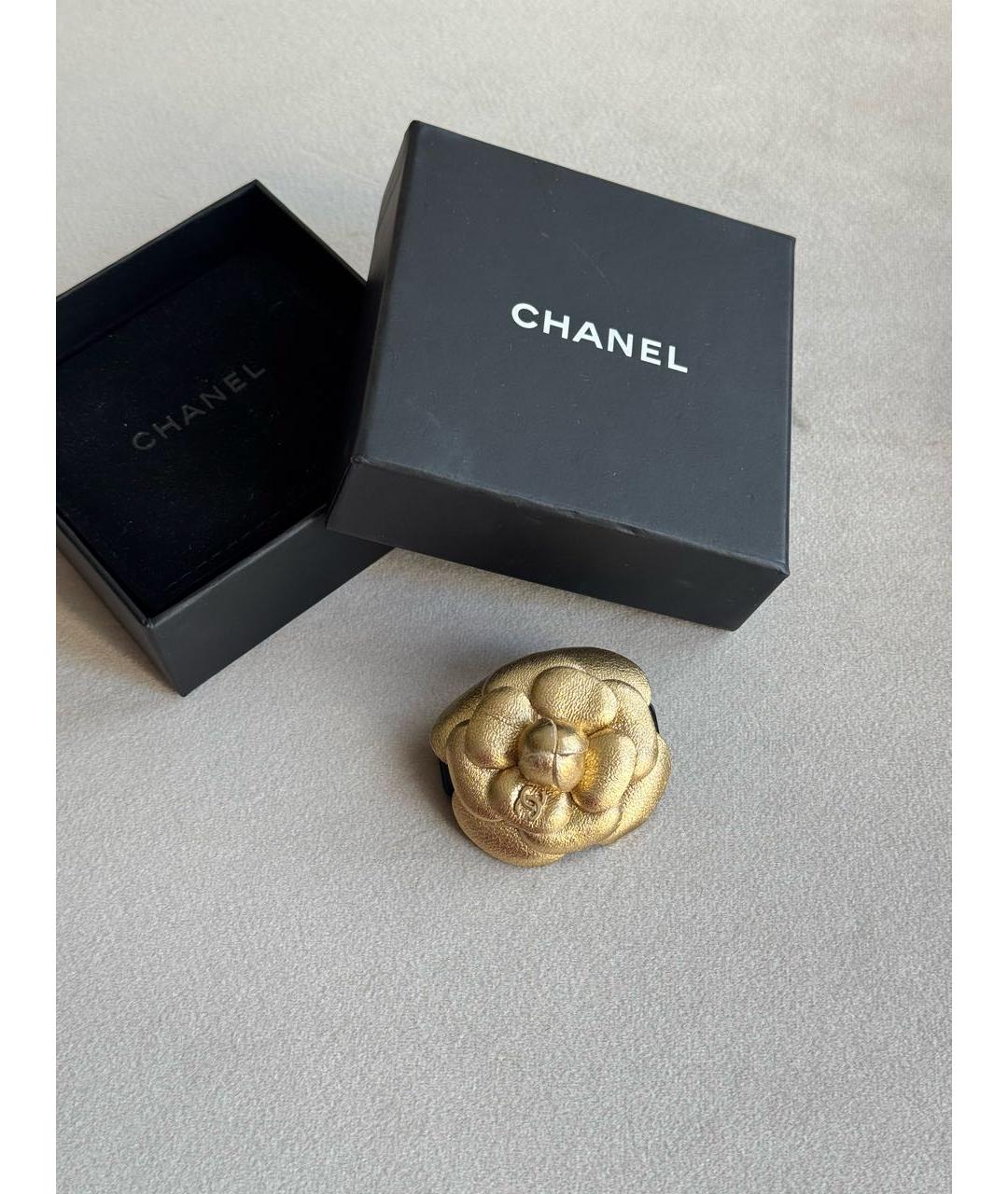 CHANEL Золотая кожаная булавка / брошь, фото 3