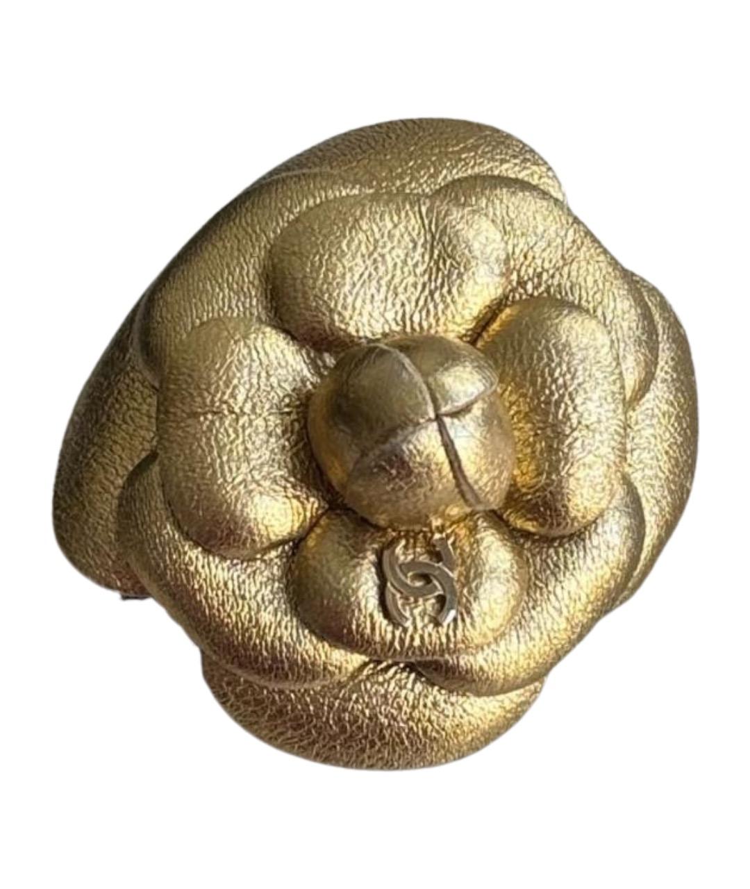 CHANEL Золотая кожаная булавка / брошь, фото 1