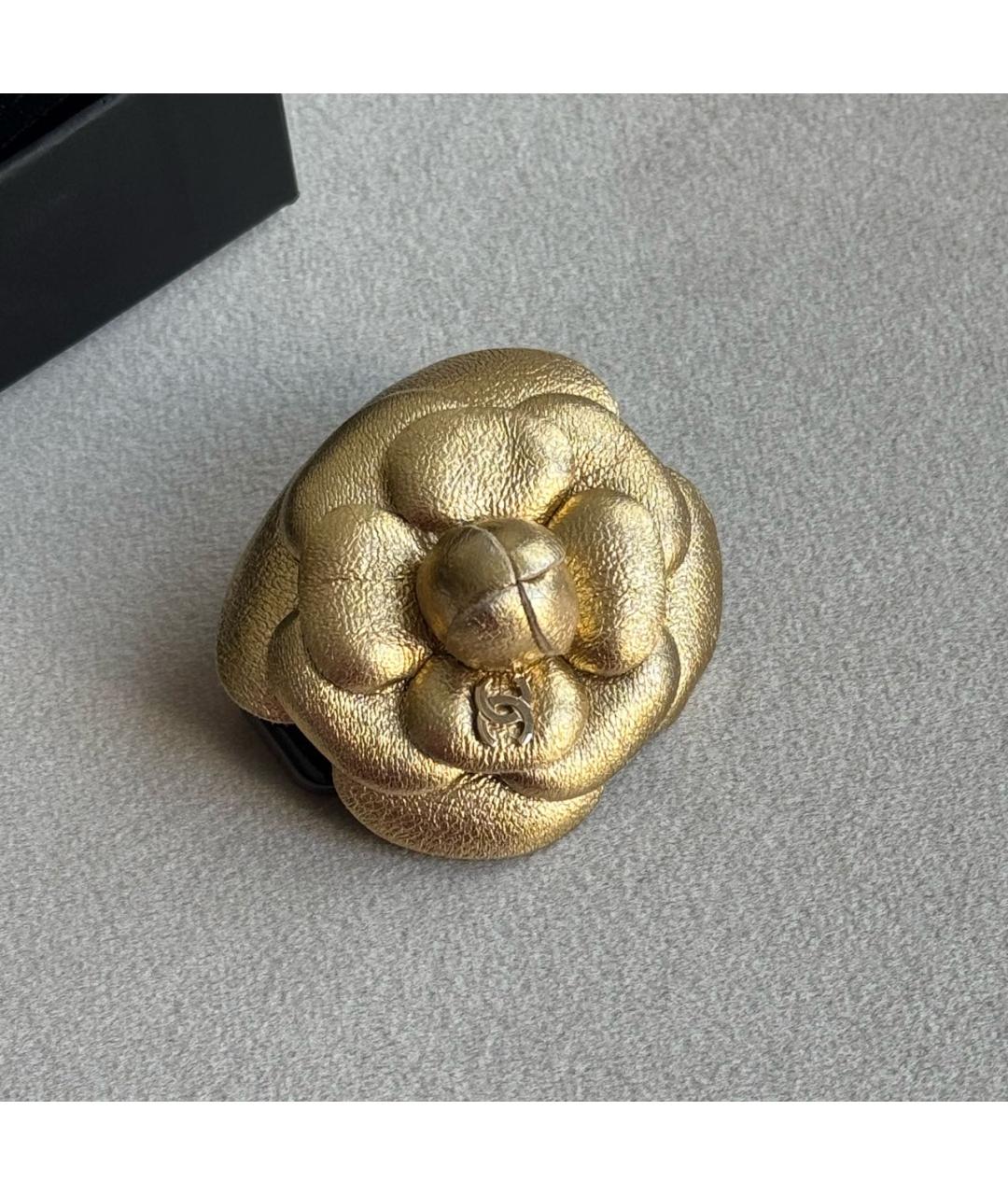 CHANEL Золотая кожаная булавка / брошь, фото 6