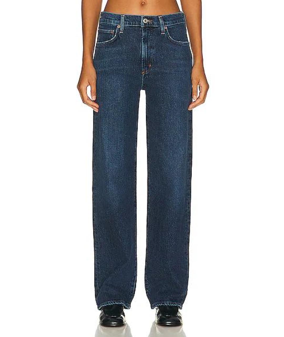 AGOLDE Темно-синие хлопко-эластановые прямые джинсы, фото 4