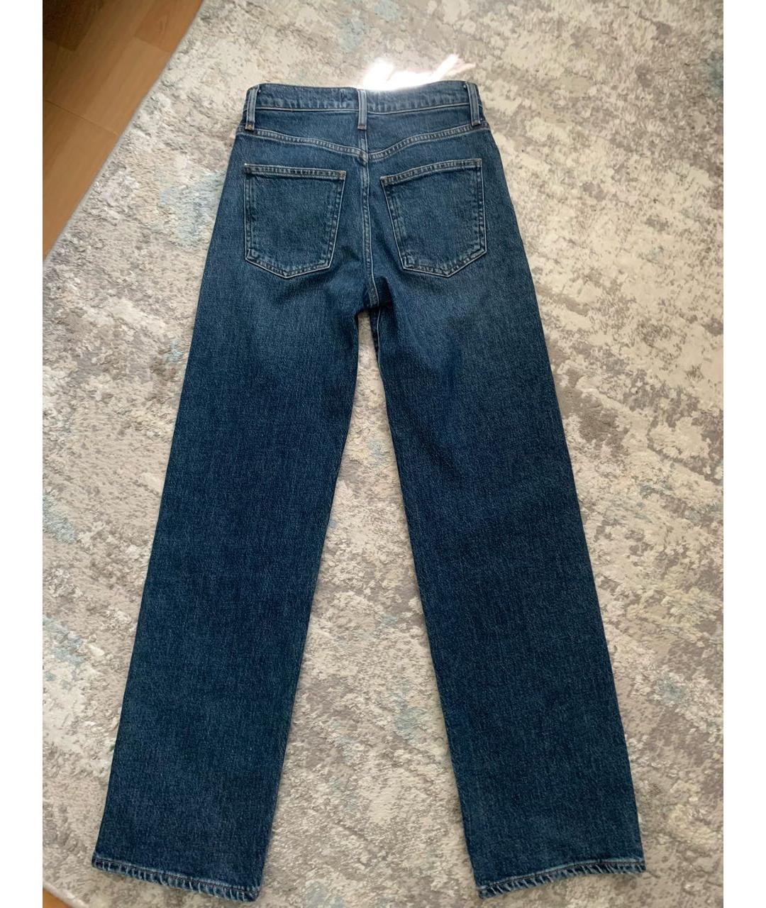 AGOLDE Темно-синие хлопко-эластановые прямые джинсы, фото 7