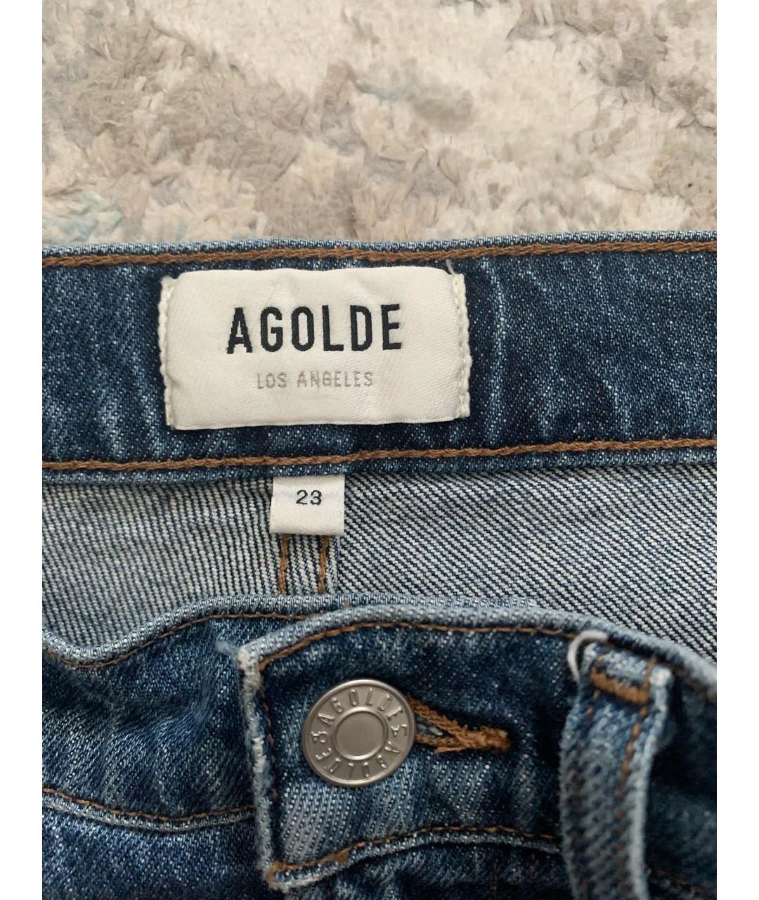 AGOLDE Темно-синие хлопко-эластановые прямые джинсы, фото 8