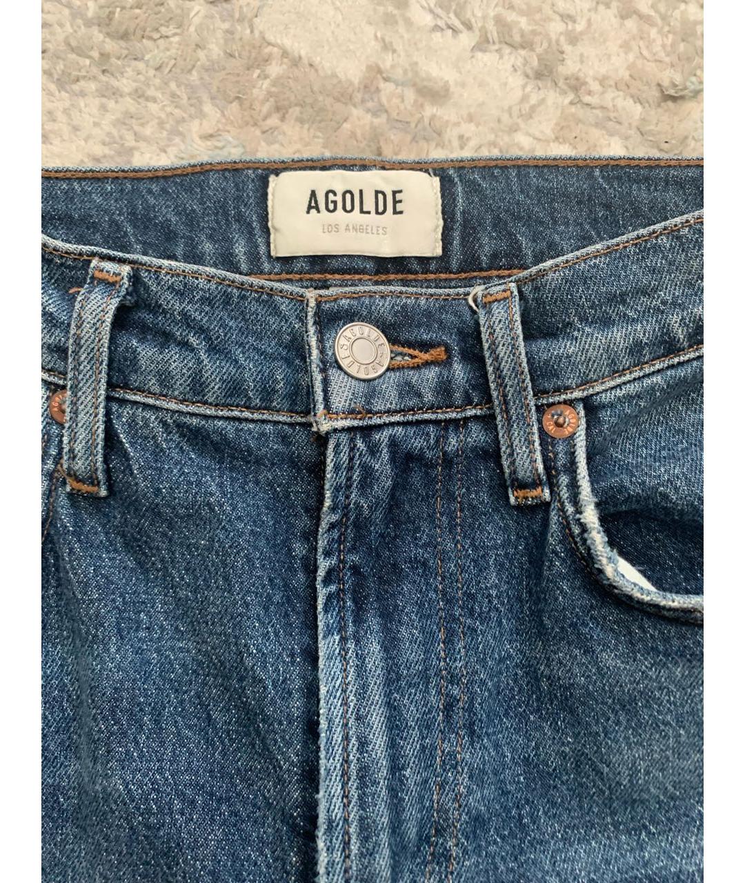 AGOLDE Темно-синие хлопко-эластановые прямые джинсы, фото 6