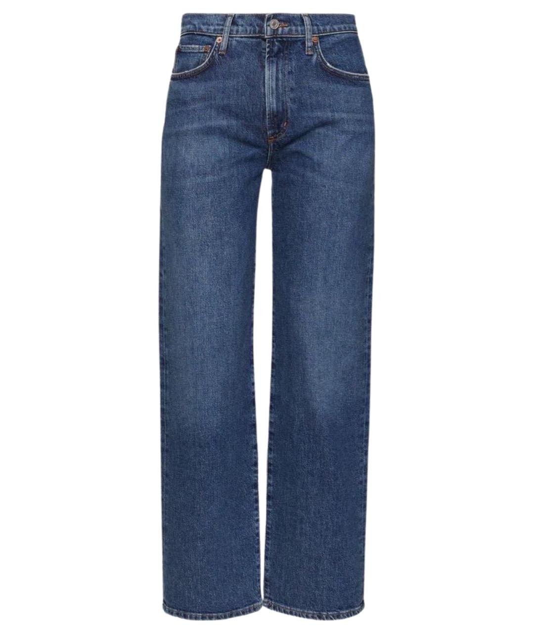 AGOLDE Темно-синие хлопко-эластановые прямые джинсы, фото 1