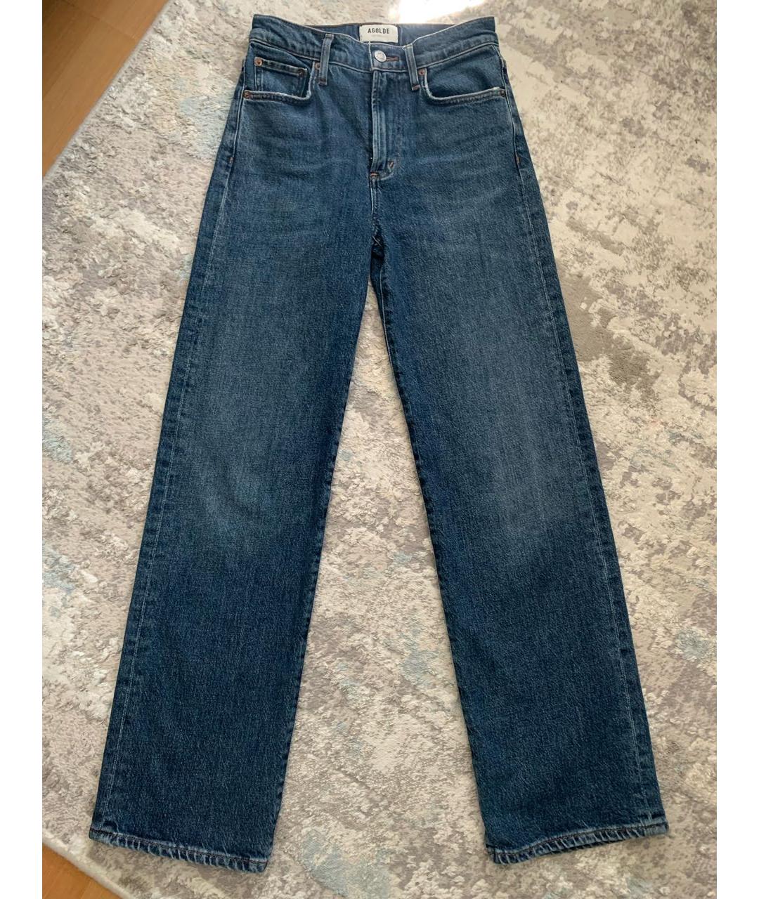 AGOLDE Темно-синие хлопко-эластановые прямые джинсы, фото 5
