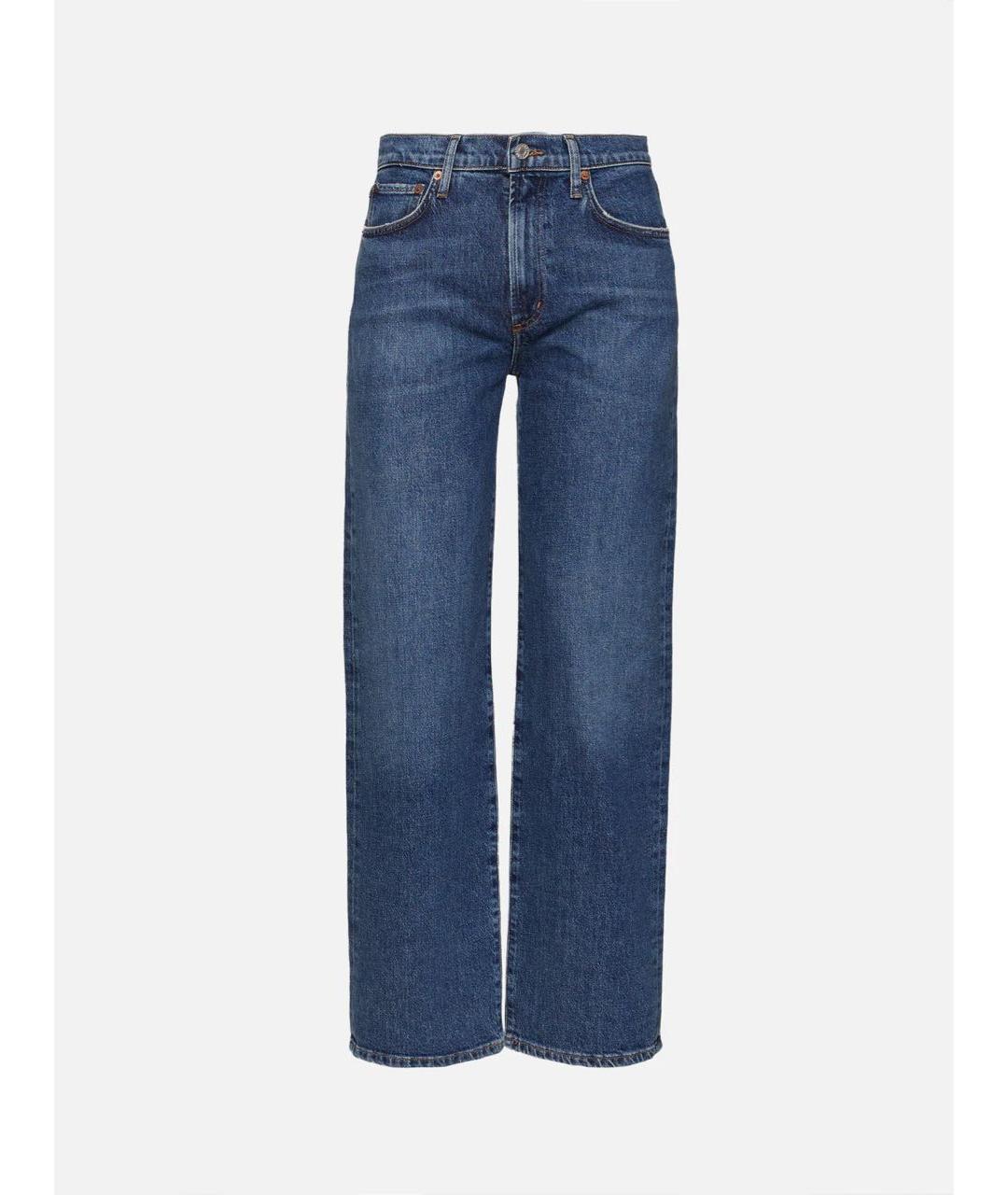 AGOLDE Темно-синие хлопко-эластановые прямые джинсы, фото 9