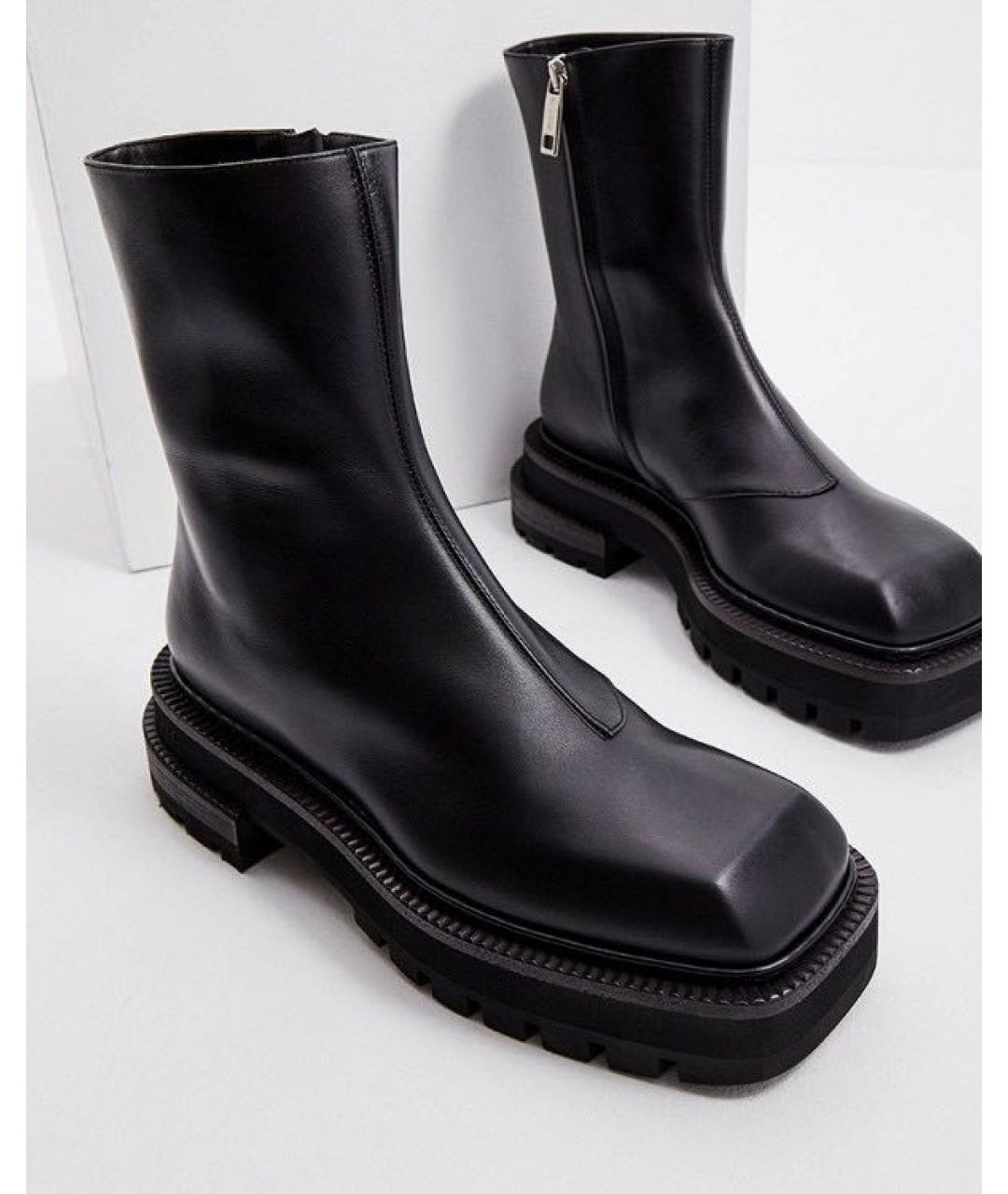 SPORTMAX Черные кожаные ботинки, фото 7