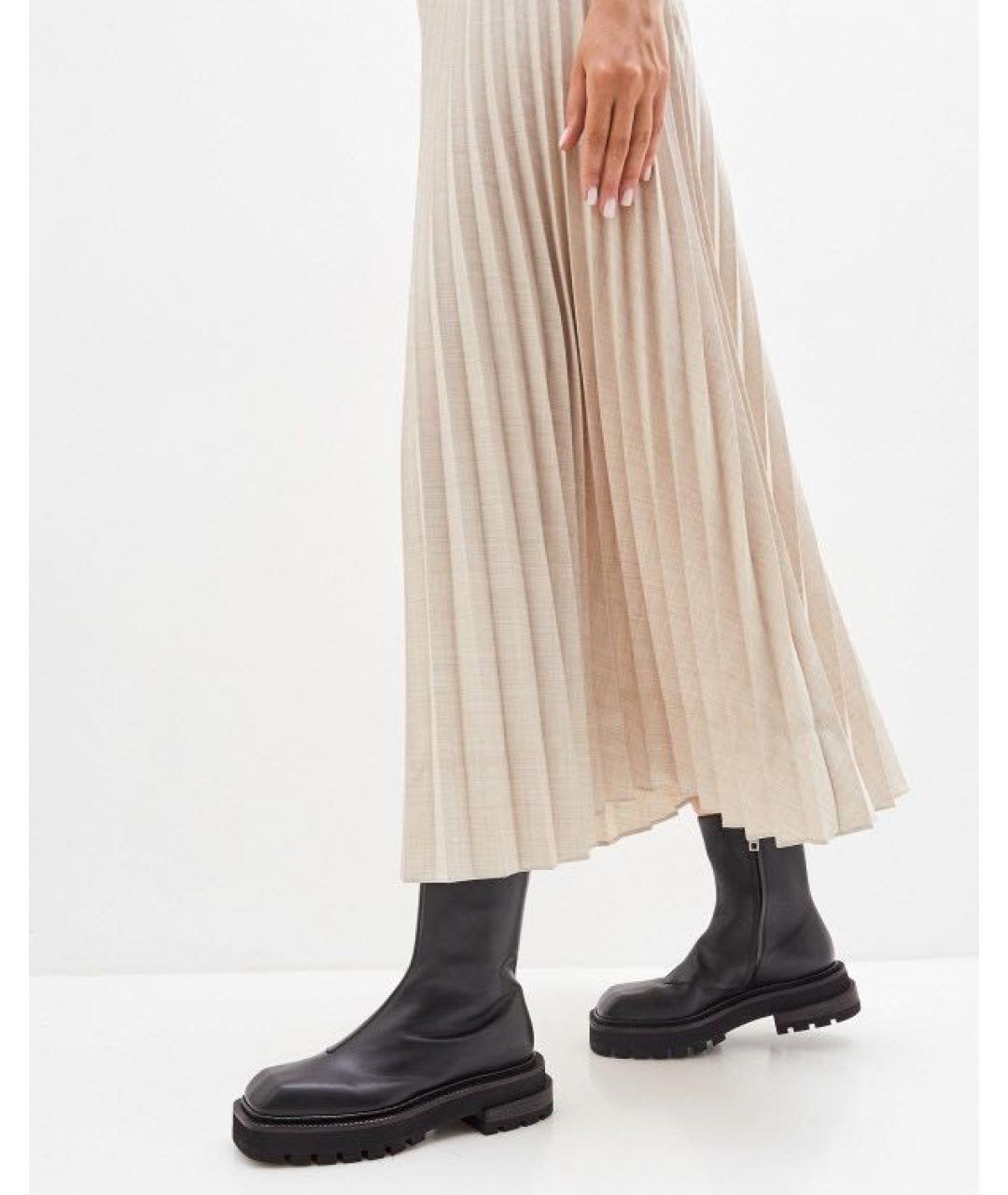 SPORTMAX Черные кожаные ботинки, фото 8