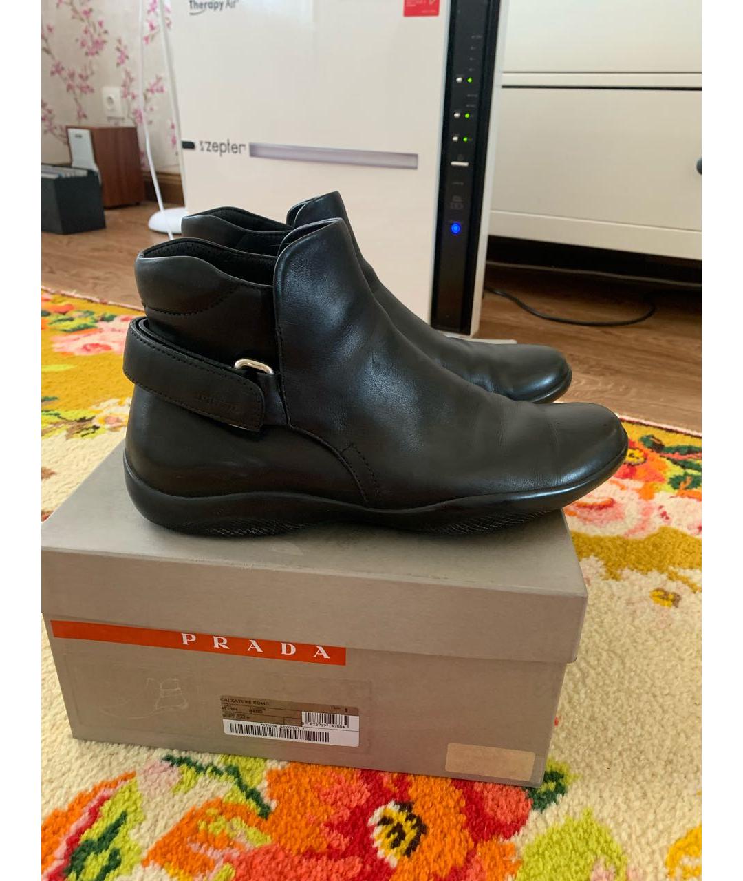 PRADA Черные кожаные низкие ботинки, фото 5