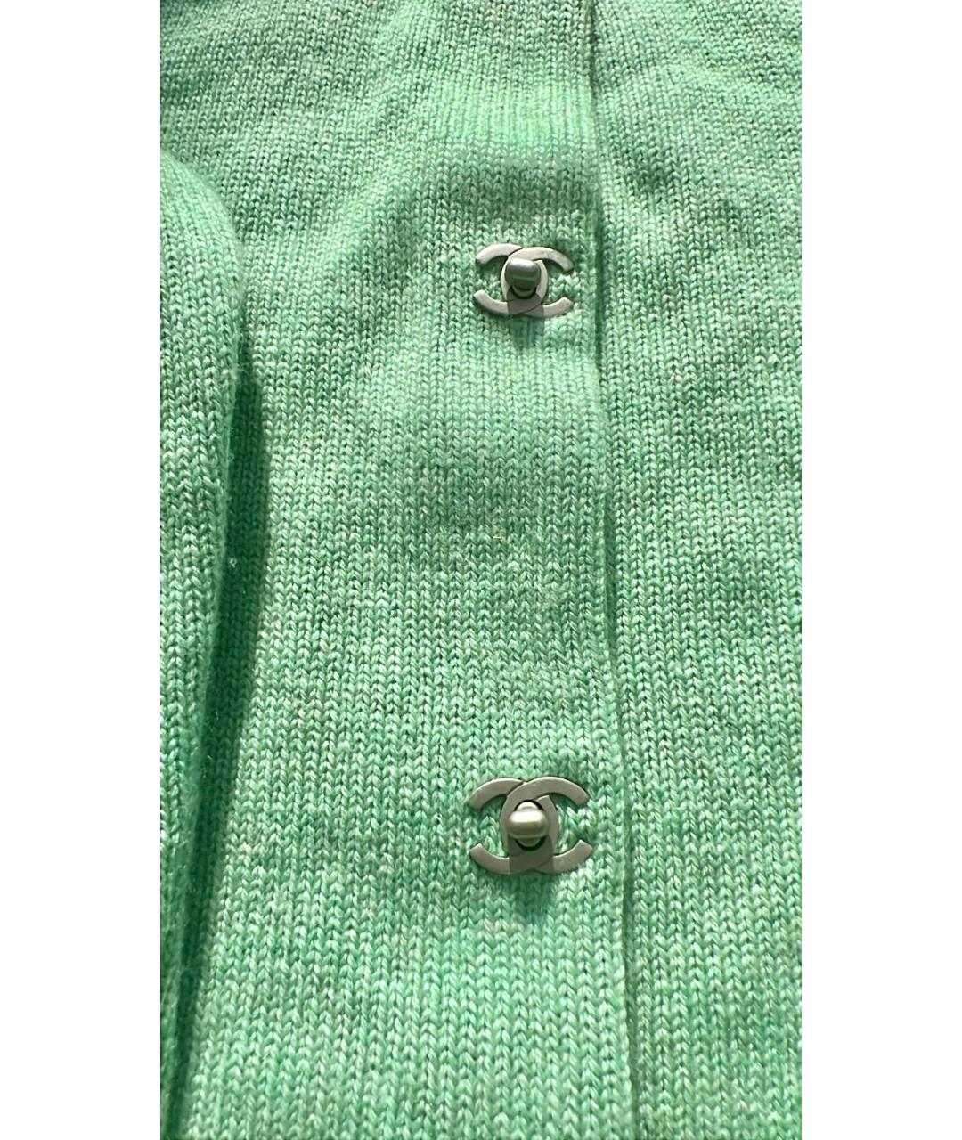 CHANEL Зеленый кашемировый кардиган, фото 3